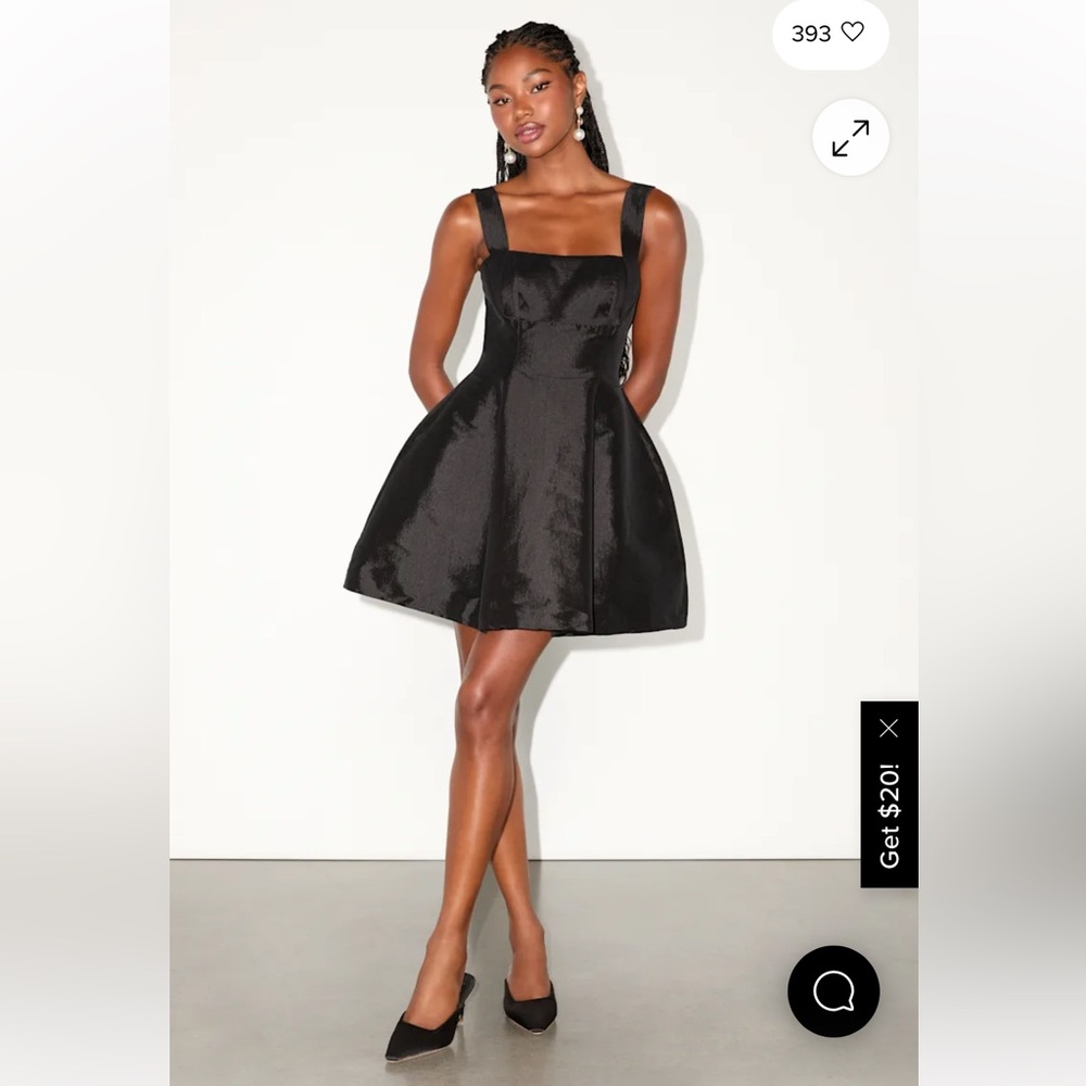 Lulu's Black Square Neck Mini Party Dress - Picture 3 of 4